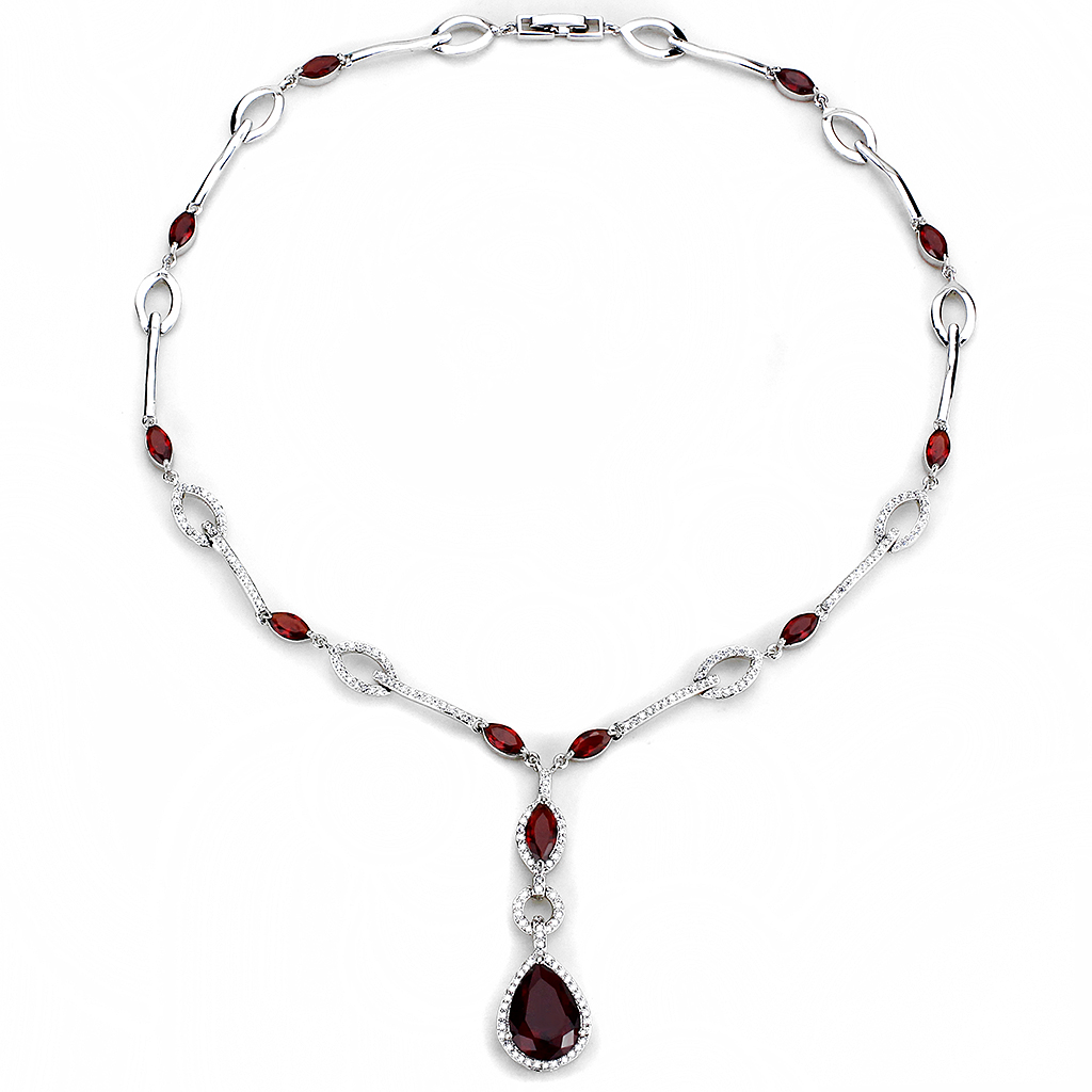 3W1423 - Brass Jewelry Sets Rhodium Women Synthetic Garnet