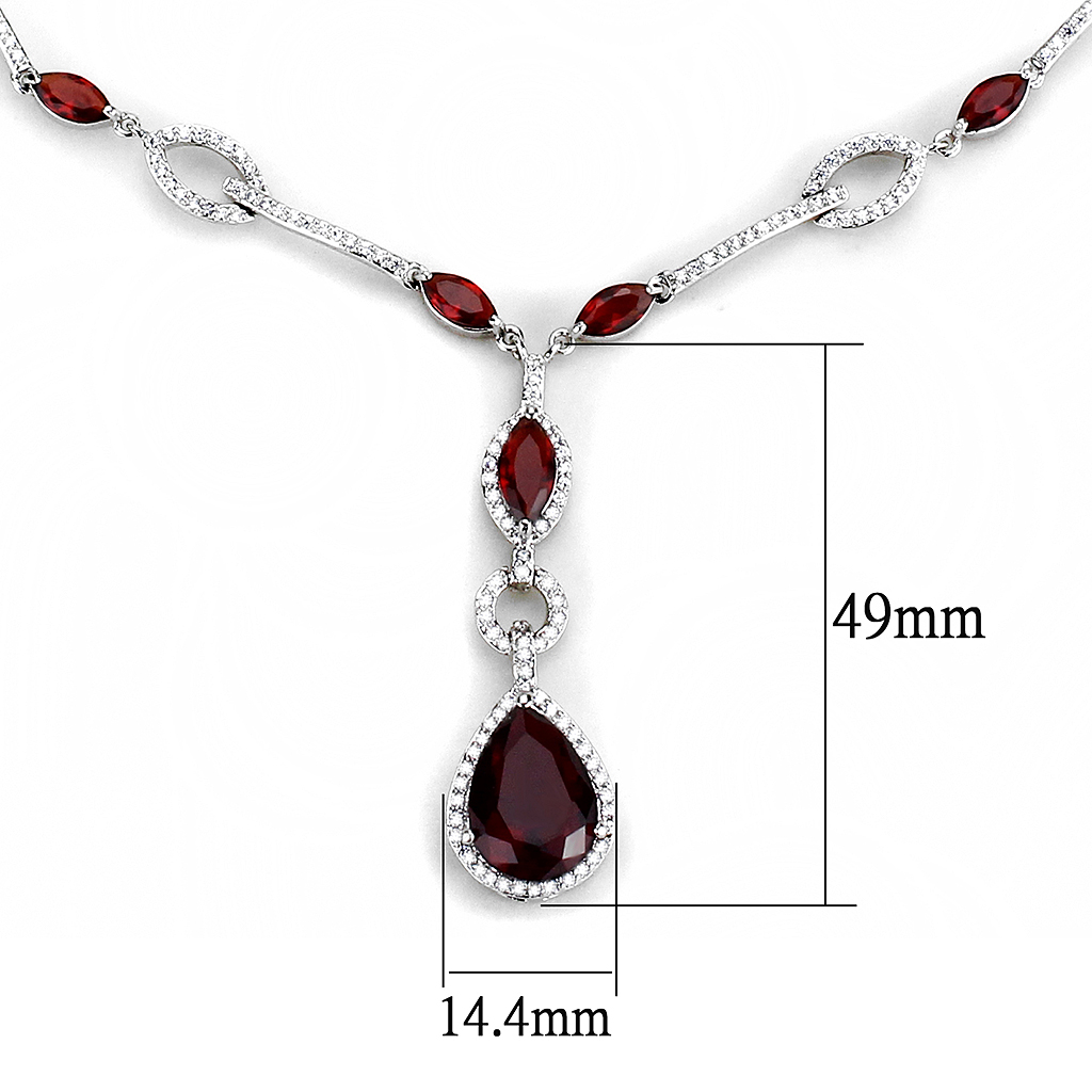 3W1423 - Brass Jewelry Sets Rhodium Women Synthetic Garnet