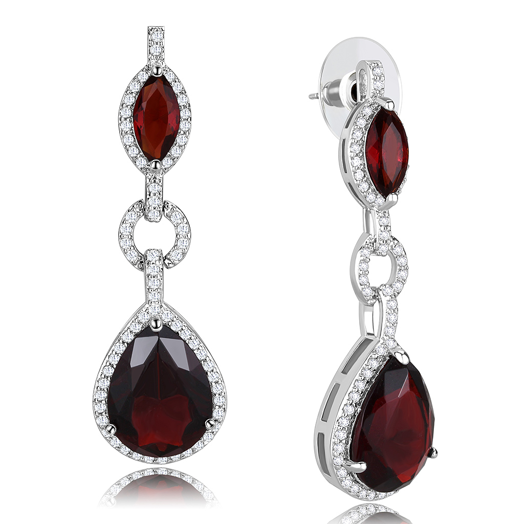 3W1423 - Brass Jewelry Sets Rhodium Women Synthetic Garnet