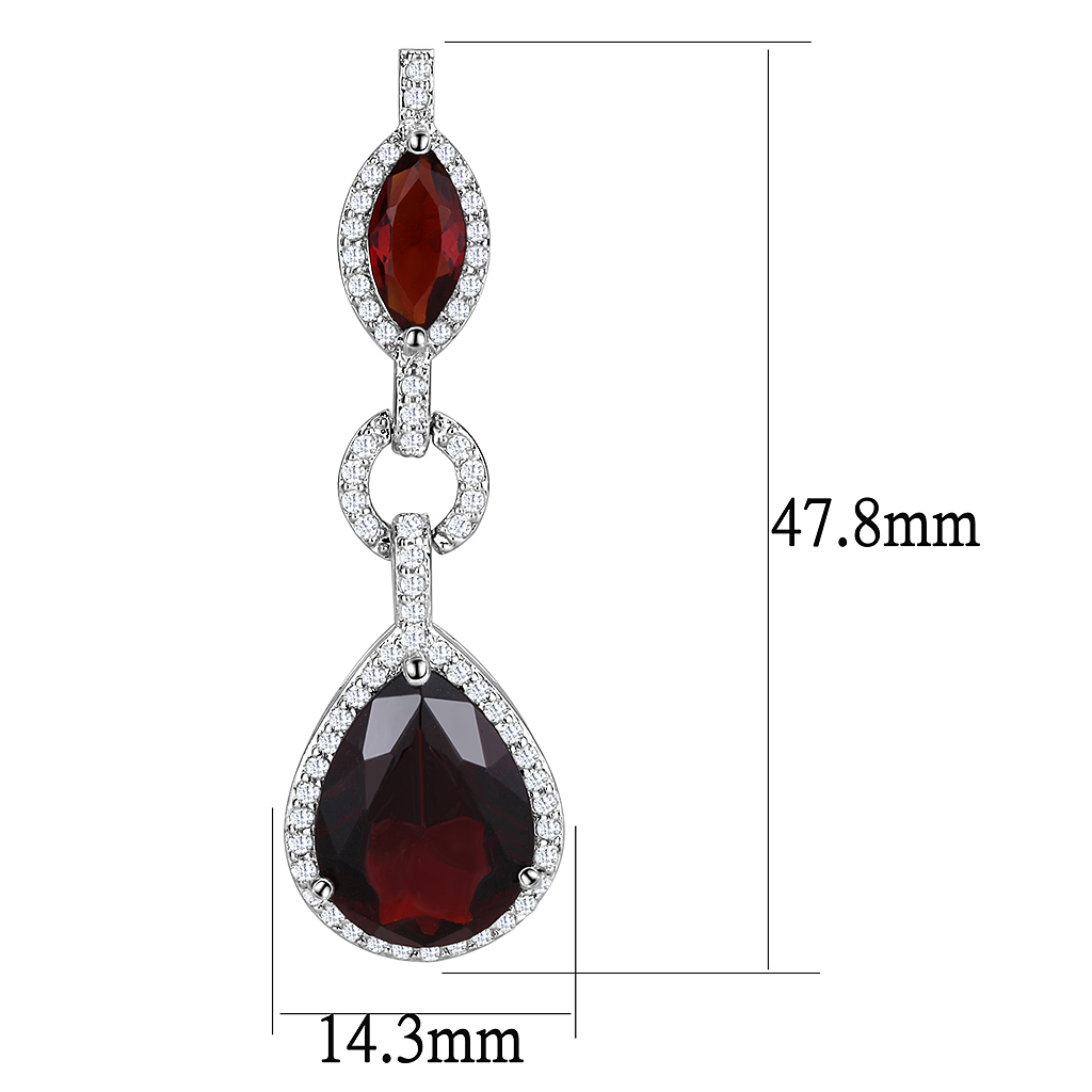 3W1423 - Brass Jewelry Sets Rhodium Women Synthetic Garnet