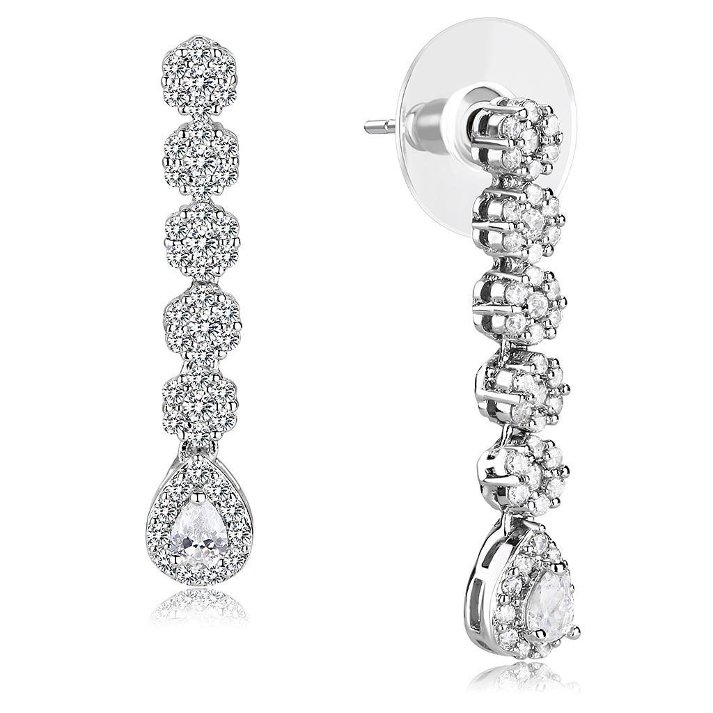 3W1429 - Brass Jewelry Sets Rhodium Women AAA Grade CZ Clear
