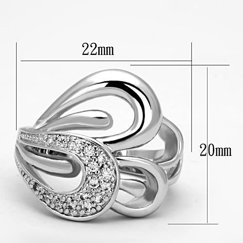 3W325 - Brass Ring Rhodium Women AAA Grade CZ Clear