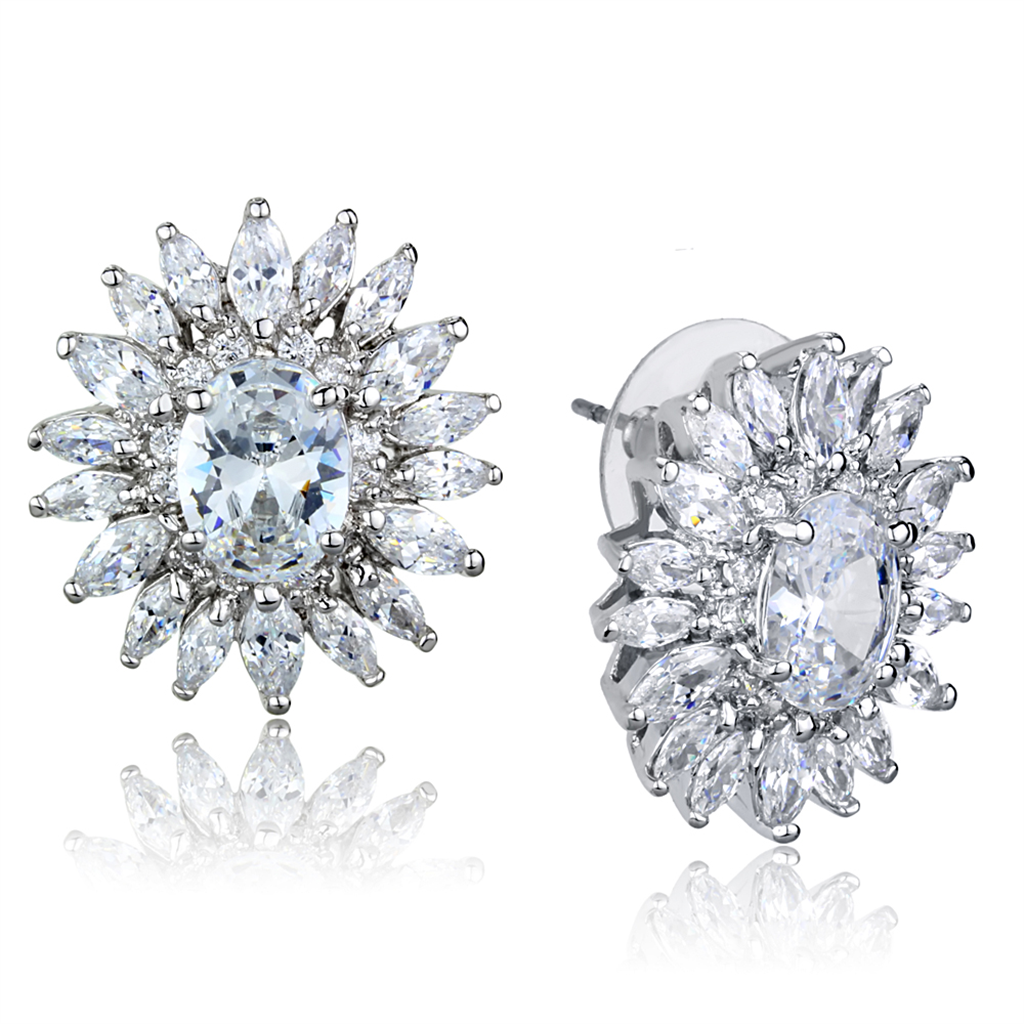 3W927 - Brass Jewelry Sets Rhodium Women AAA Grade CZ Clear
