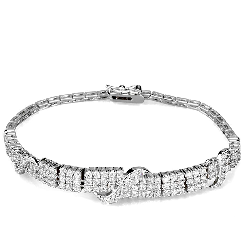 3W939 - Brass Jewelry Sets Rhodium Women AAA Grade CZ Clear