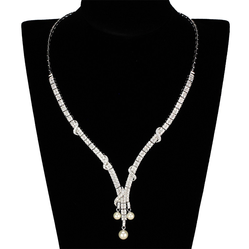 3W939 - Brass Jewelry Sets Rhodium Women AAA Grade CZ Clear