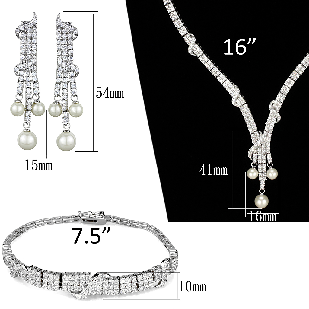 3W939 - Brass Jewelry Sets Rhodium Women AAA Grade CZ Clear