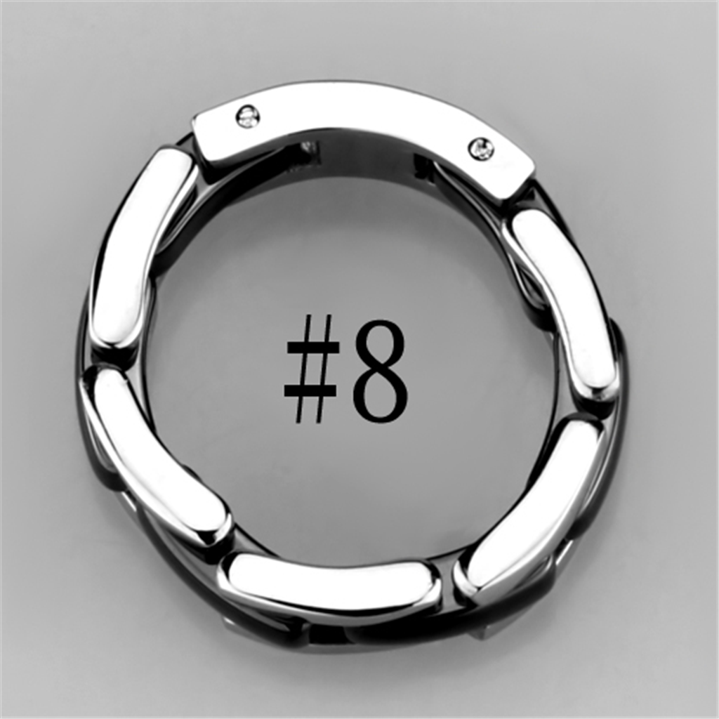 3W972 - Stainless Steel Ring High polished (no plating) Women Ceramic Jet