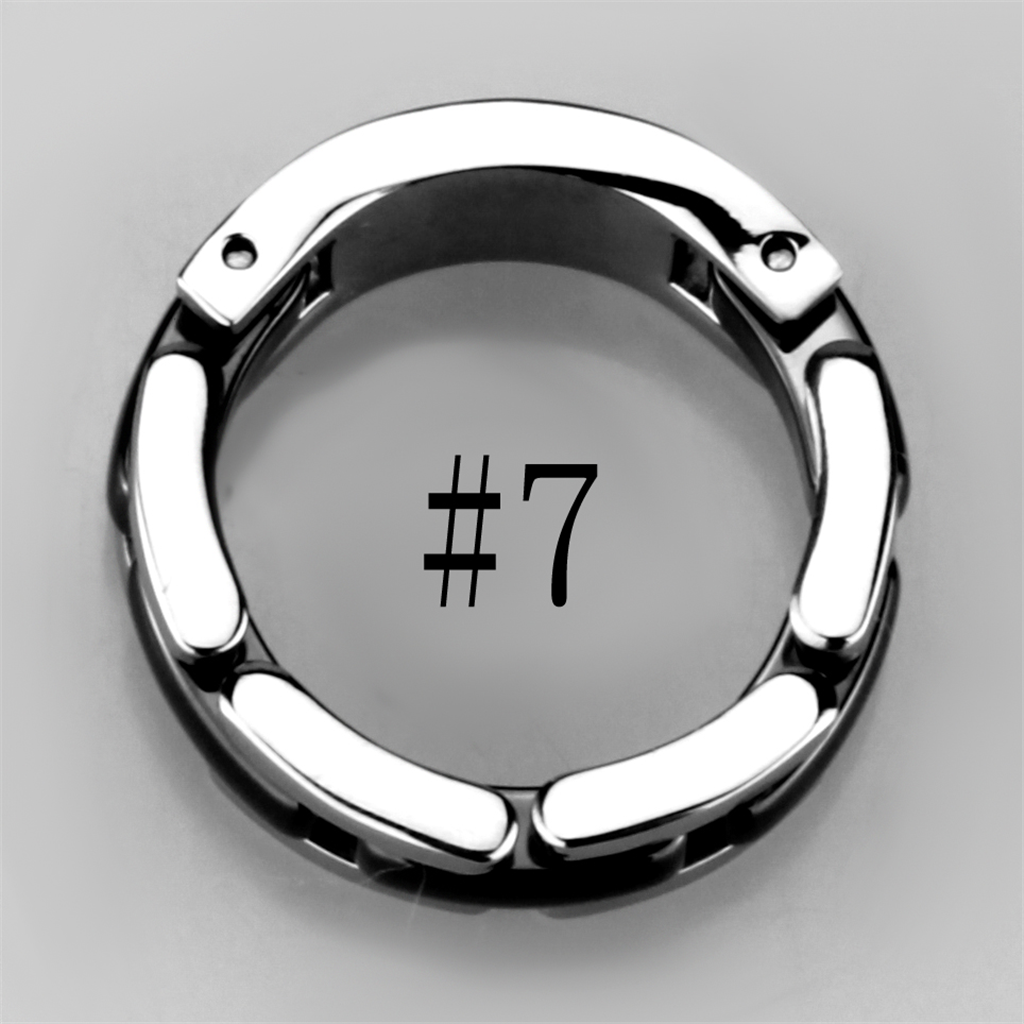 3W972 - Stainless Steel Ring High polished (no plating) Women Ceramic Jet