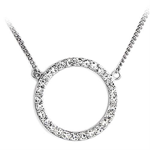 6X448 - Brass Chain Pendant Rhodium Women Top Grade Crystal Clear