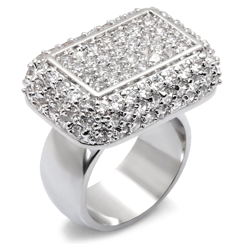 7X196 - 925 Sterling Silver Ring Rhodium Women AAA Grade CZ Clear