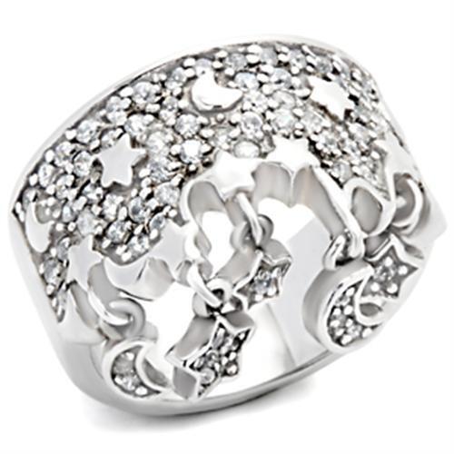 8X015 - 925 Sterling Silver Ring Rhodium Women AAA Grade CZ Clear