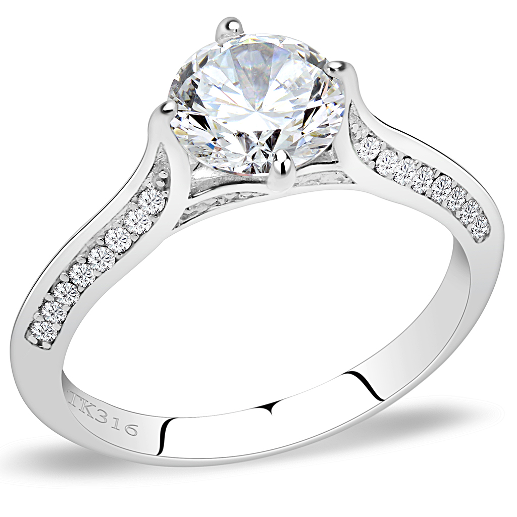 DA036 - Stainless Steel Ring High polished (no plating) Women AAA Grade CZ Clear