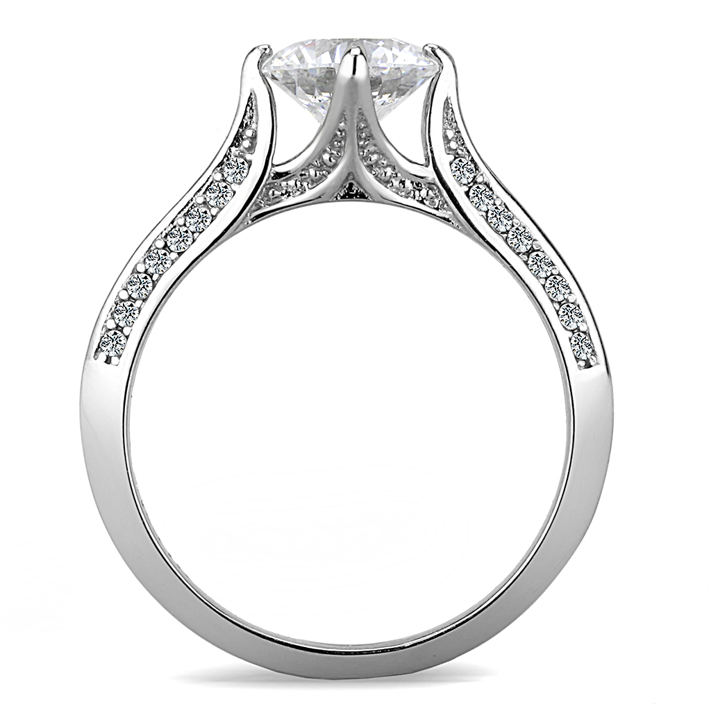 DA036 - Stainless Steel Ring High polished (no plating) Women AAA Grade CZ Clear