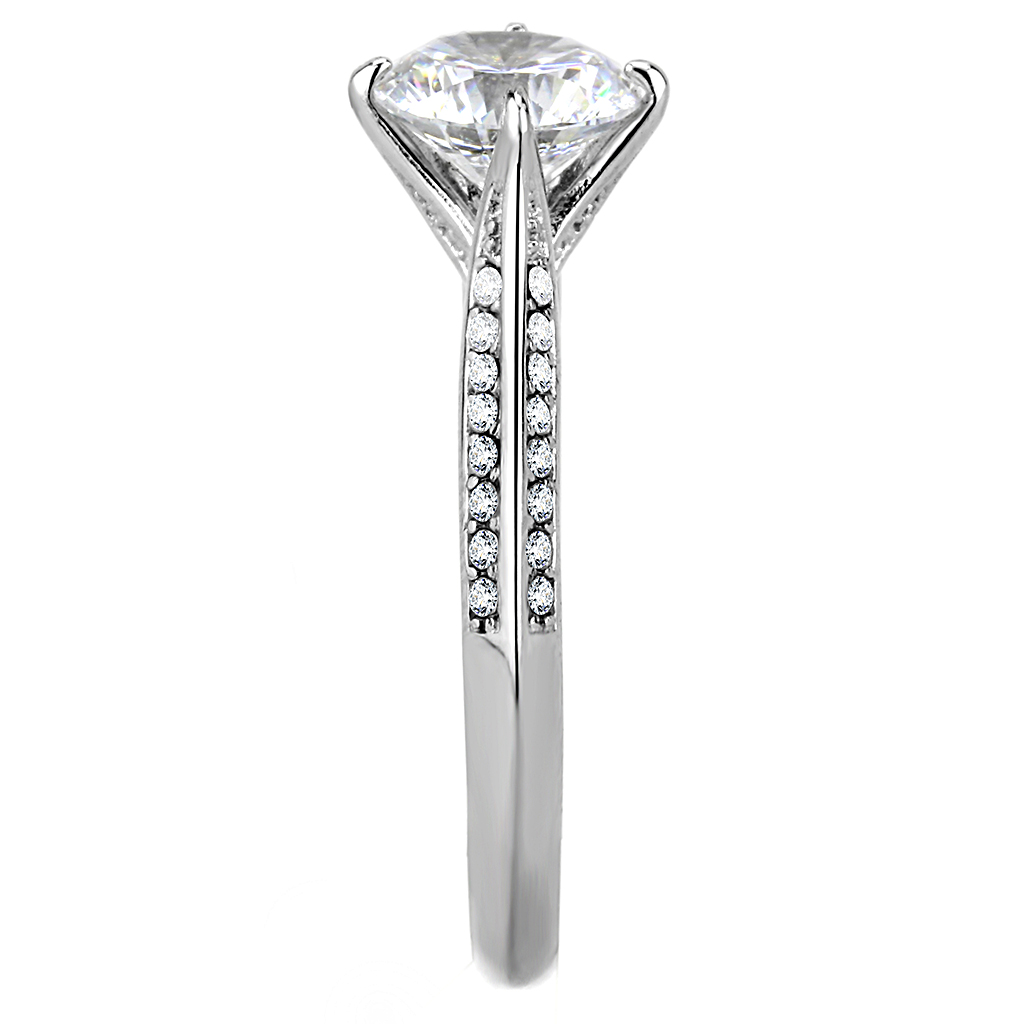 DA036 - Stainless Steel Ring High polished (no plating) Women AAA Grade CZ Clear