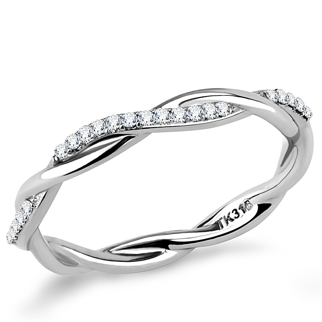 DA042 - Stainless Steel Ring High polished (no plating) Women AAA Grade CZ Clear
