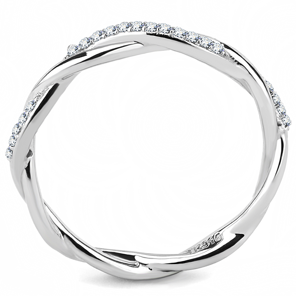 DA042 - Stainless Steel Ring High polished (no plating) Women AAA Grade CZ Clear