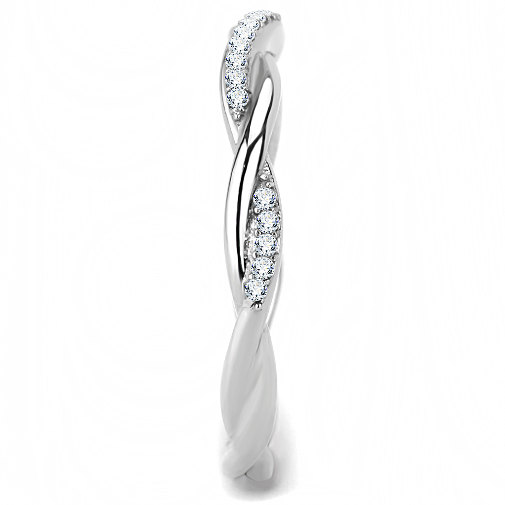 DA042 - Stainless Steel Ring High polished (no plating) Women AAA Grade CZ Clear