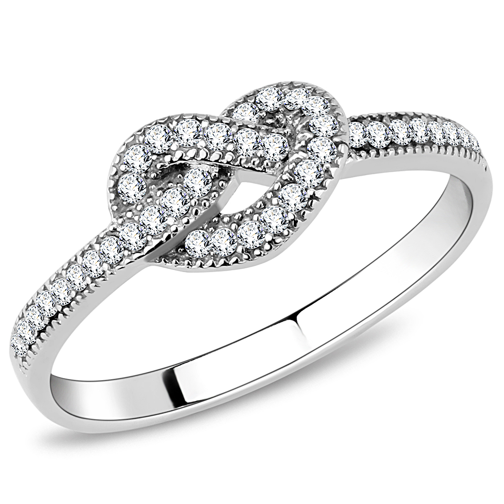 DA053 - Stainless Steel Ring High polished (no plating) Women AAA Grade CZ Clear