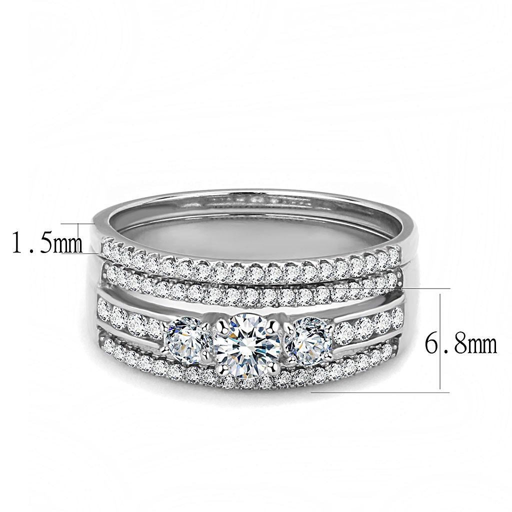 DA062 - Stainless Steel Ring High polished (no plating) Women AAA Grade CZ Clear