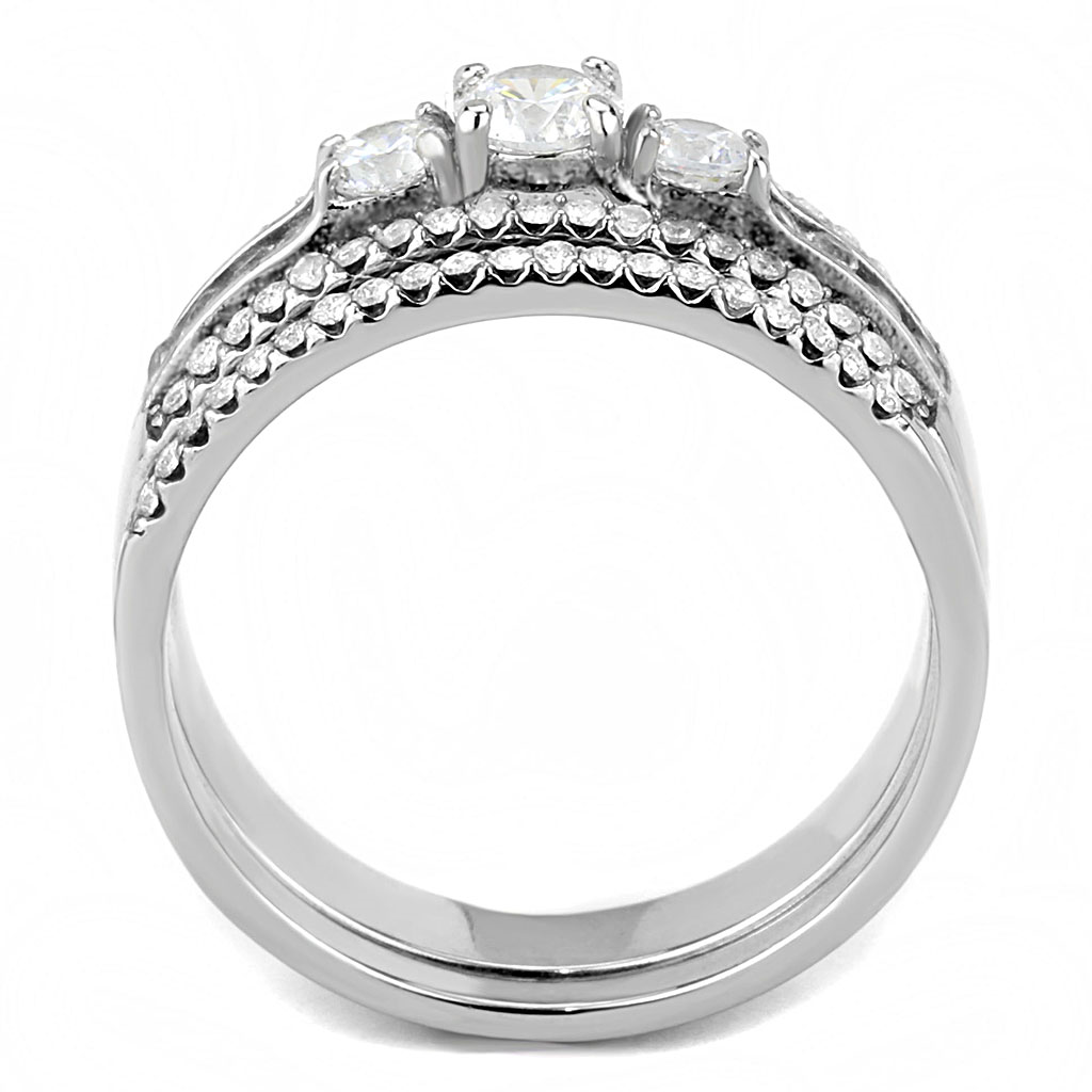 DA062 - Stainless Steel Ring High polished (no plating) Women AAA Grade CZ Clear