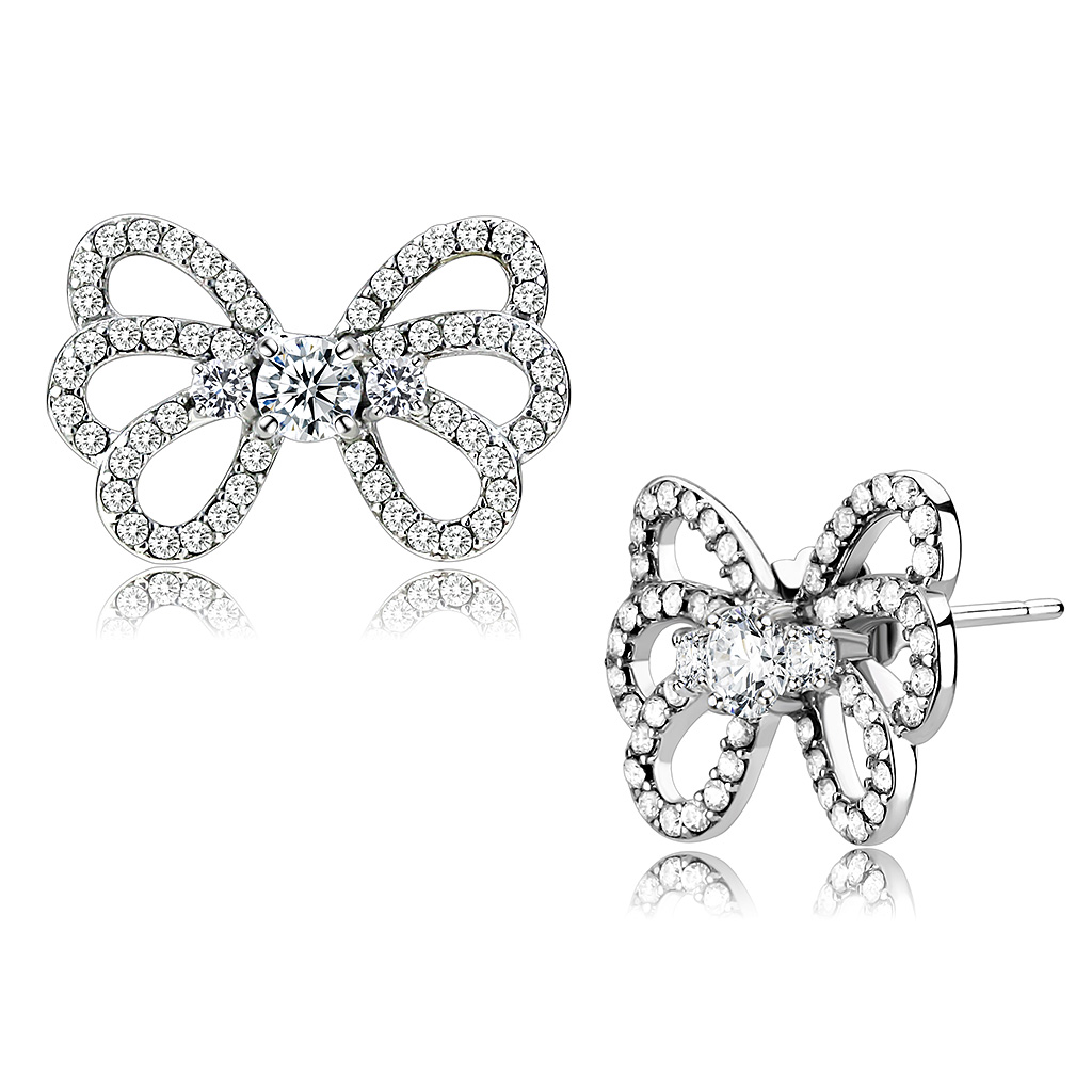DA067 - Stainless Steel Earrings High polished (no plating) Women AAA Grade CZ Clear