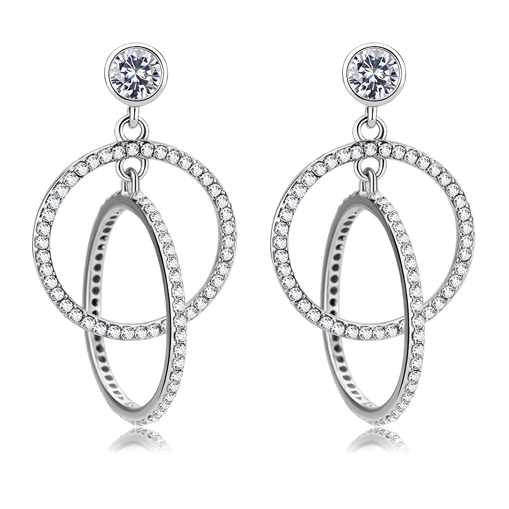 DA100 - Stainless Steel Earrings High polished (no plating) Women AAA Grade CZ Clear