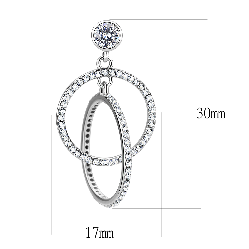 DA100 - Stainless Steel Earrings High polished (no plating) Women AAA Grade CZ Clear