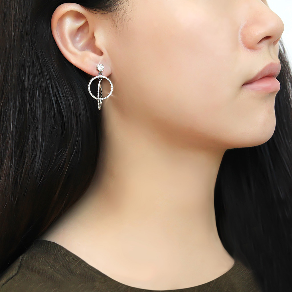 DA100 - Stainless Steel Earrings High polished (no plating) Women AAA Grade CZ Clear