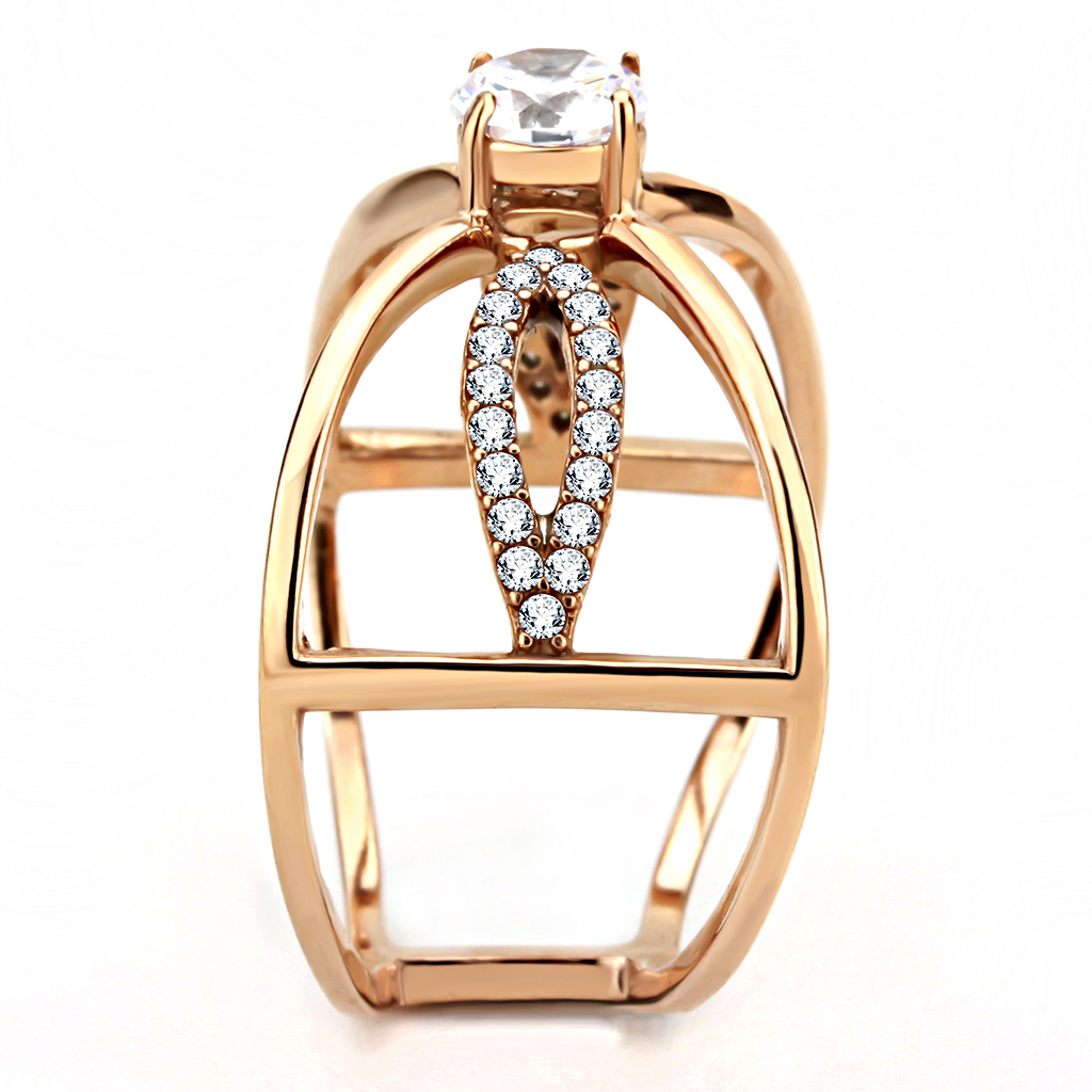 DA169 - Stainless Steel Ring IP Rose Gold(Ion Plating) Women AAA Grade CZ Clear