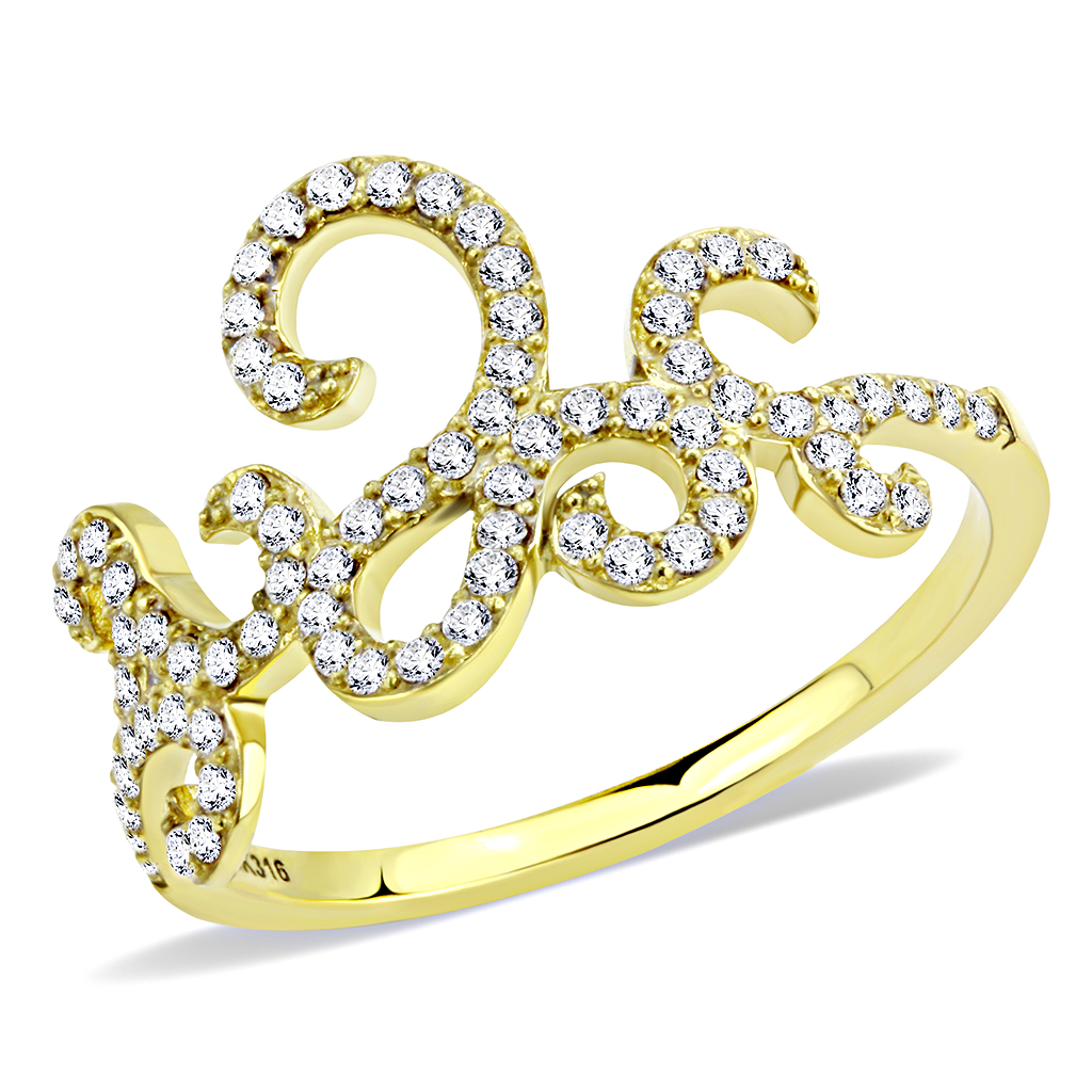 DA170 - Stainless Steel Ring IP Gold(Ion Plating) Women AAA Grade CZ Clear