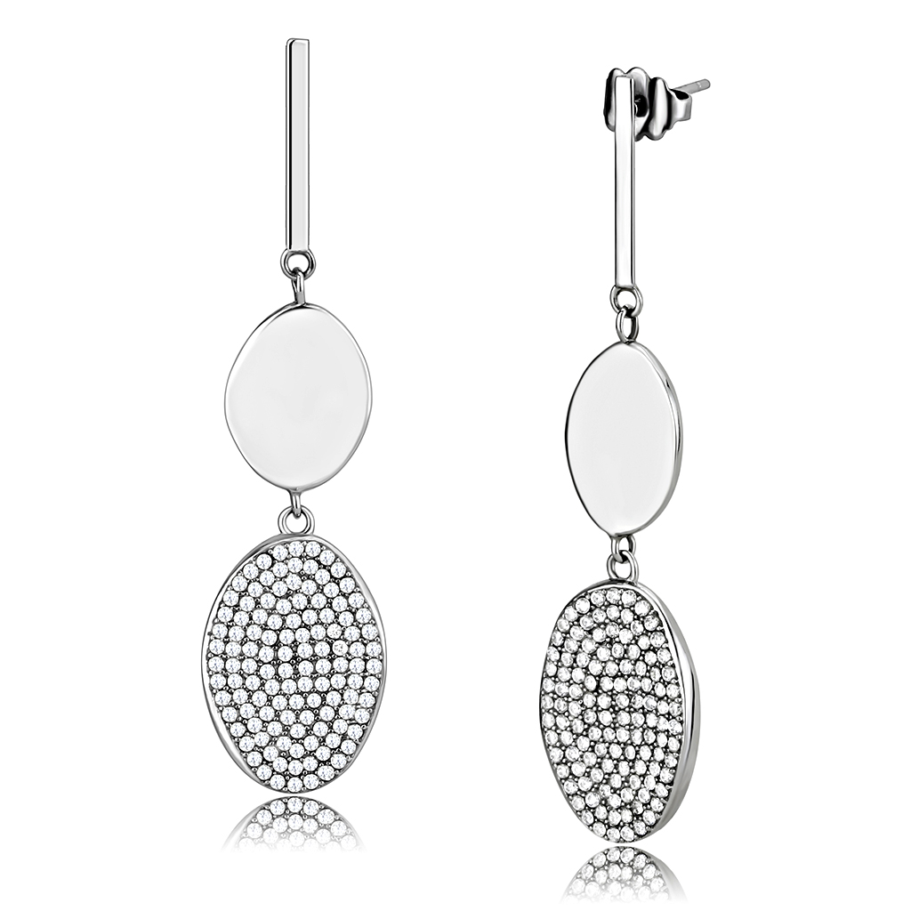 DA193 - Stainless Steel Earrings High polished (no plating) Women AAA Grade CZ Clear
