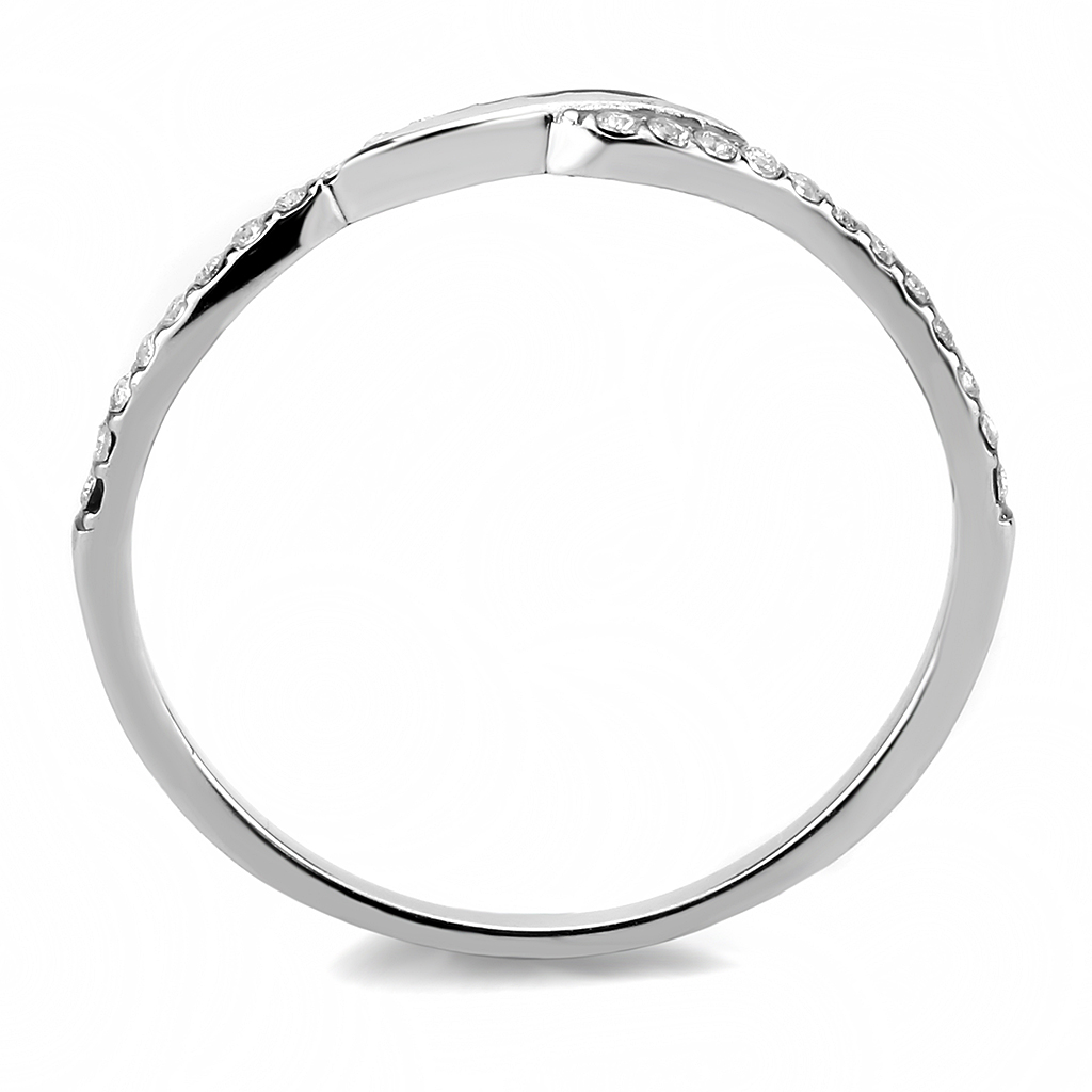 DA263 - Stainless Steel Ring High polished (no plating) Women AAA Grade CZ Clear
