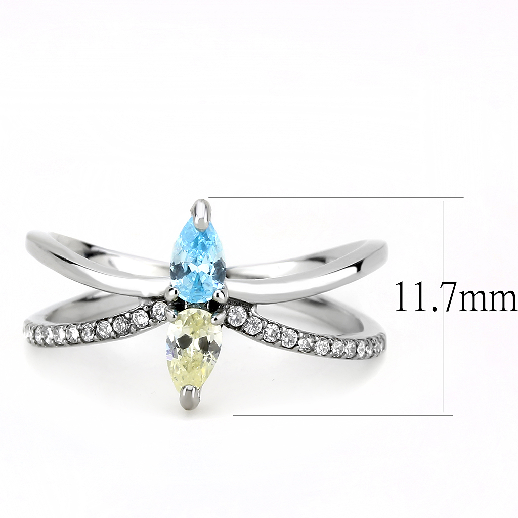 DA271 - Stainless Steel Ring High polished (no plating) Women AAA Grade CZ Multi Color