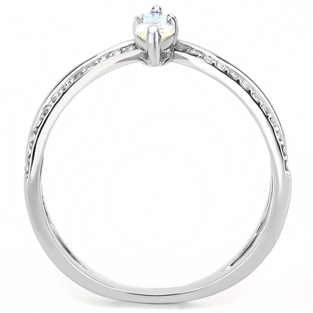 DA271 - Stainless Steel Ring High polished (no plating) Women AAA Grade CZ Multi Color