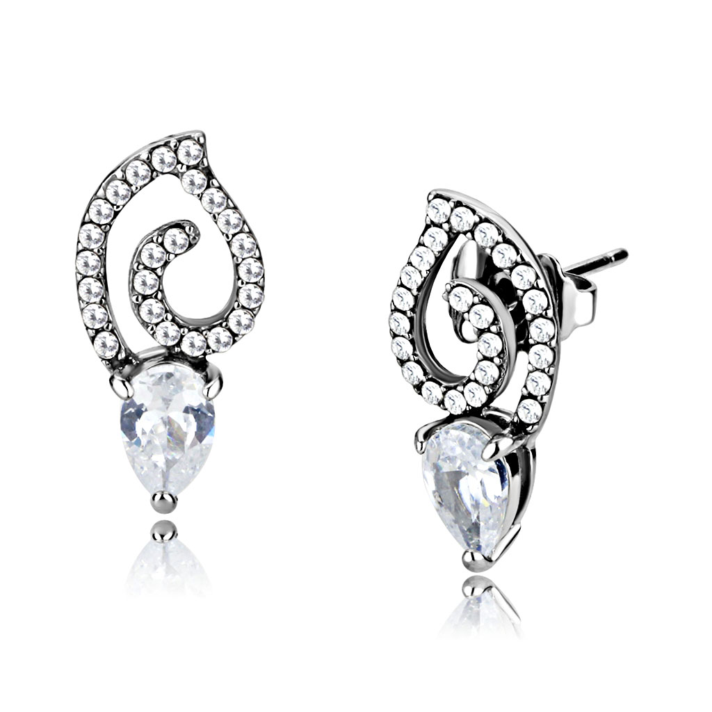 DA291 - Stainless Steel Earrings High polished (no plating) Women AAA Grade CZ Clear