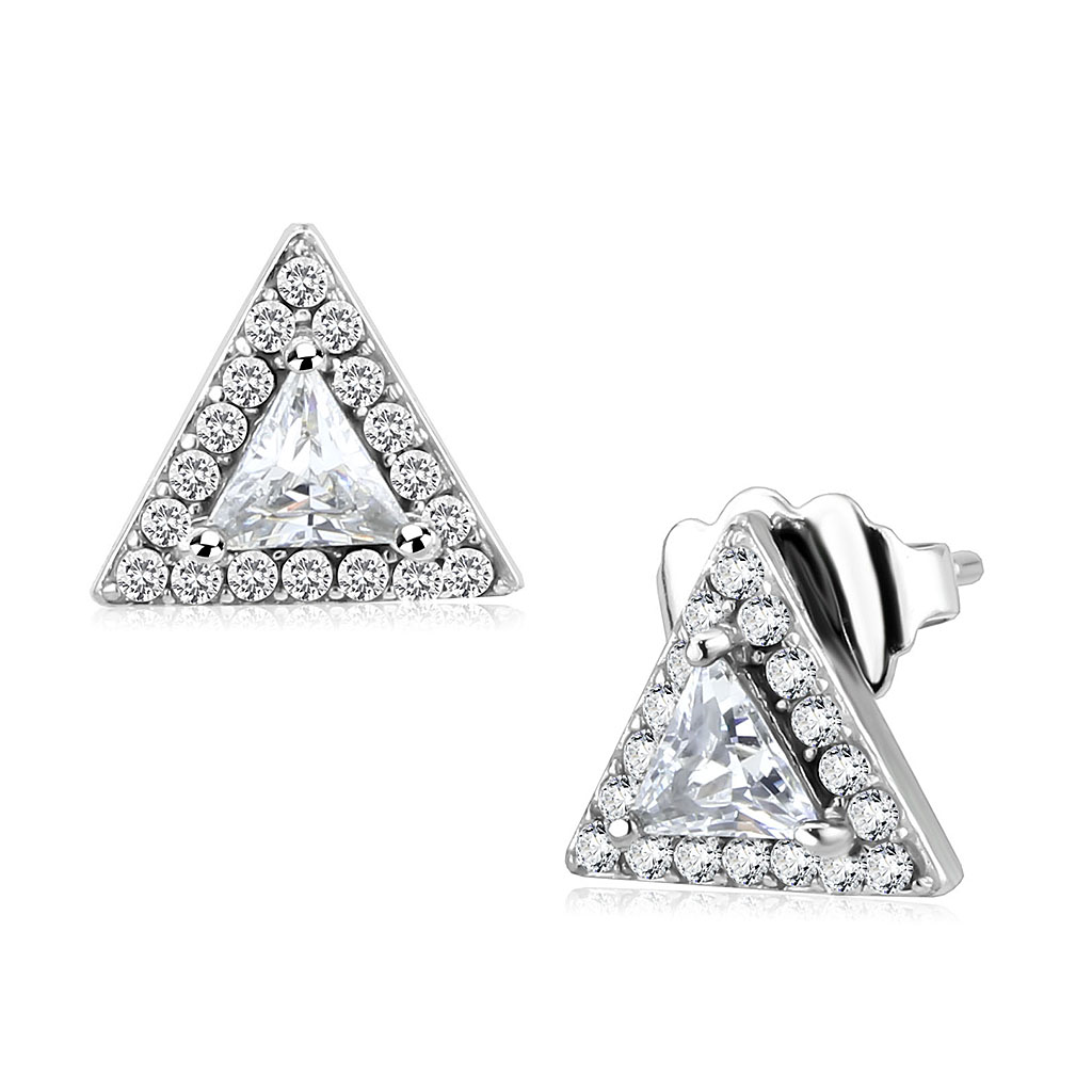 DA327 - Stainless Steel Earrings No Plating Women AAA Grade CZ Clear
