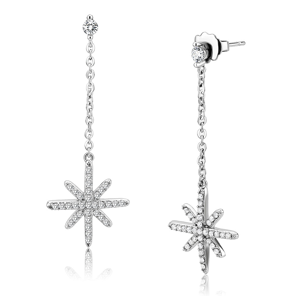 DA329 - Stainless Steel Earrings No Plating Women AAA Grade CZ Clear