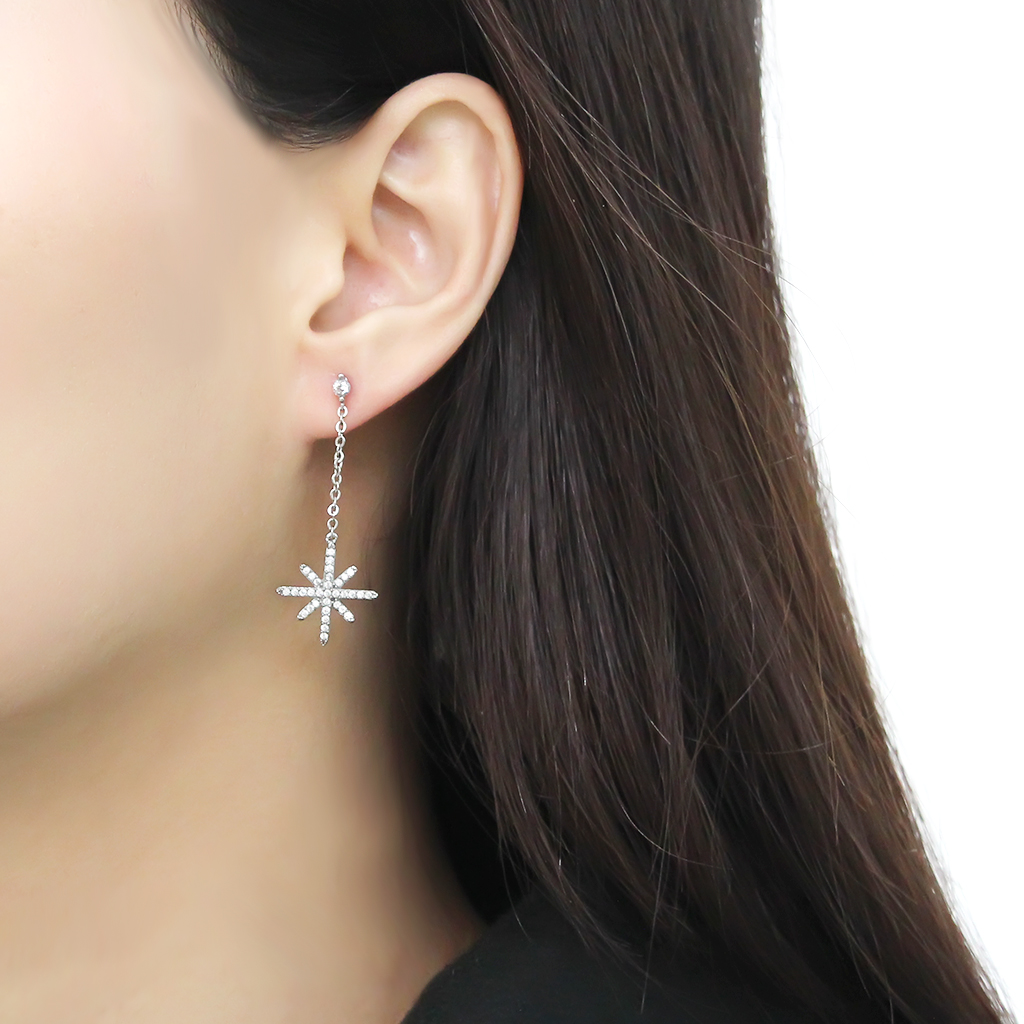 DA329 - Stainless Steel Earrings No Plating Women AAA Grade CZ Clear