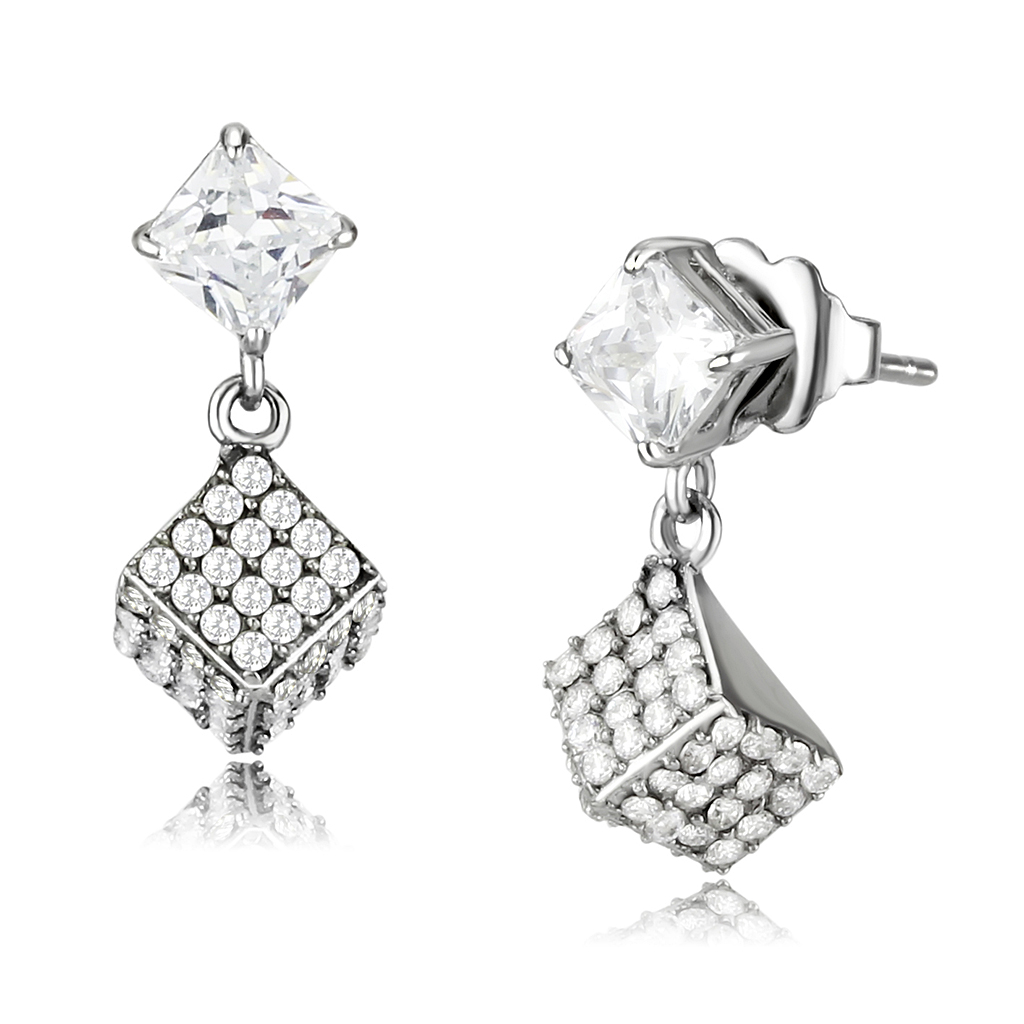 DA332 - Stainless Steel Earrings No Plating Women AAA Grade CZ Clear