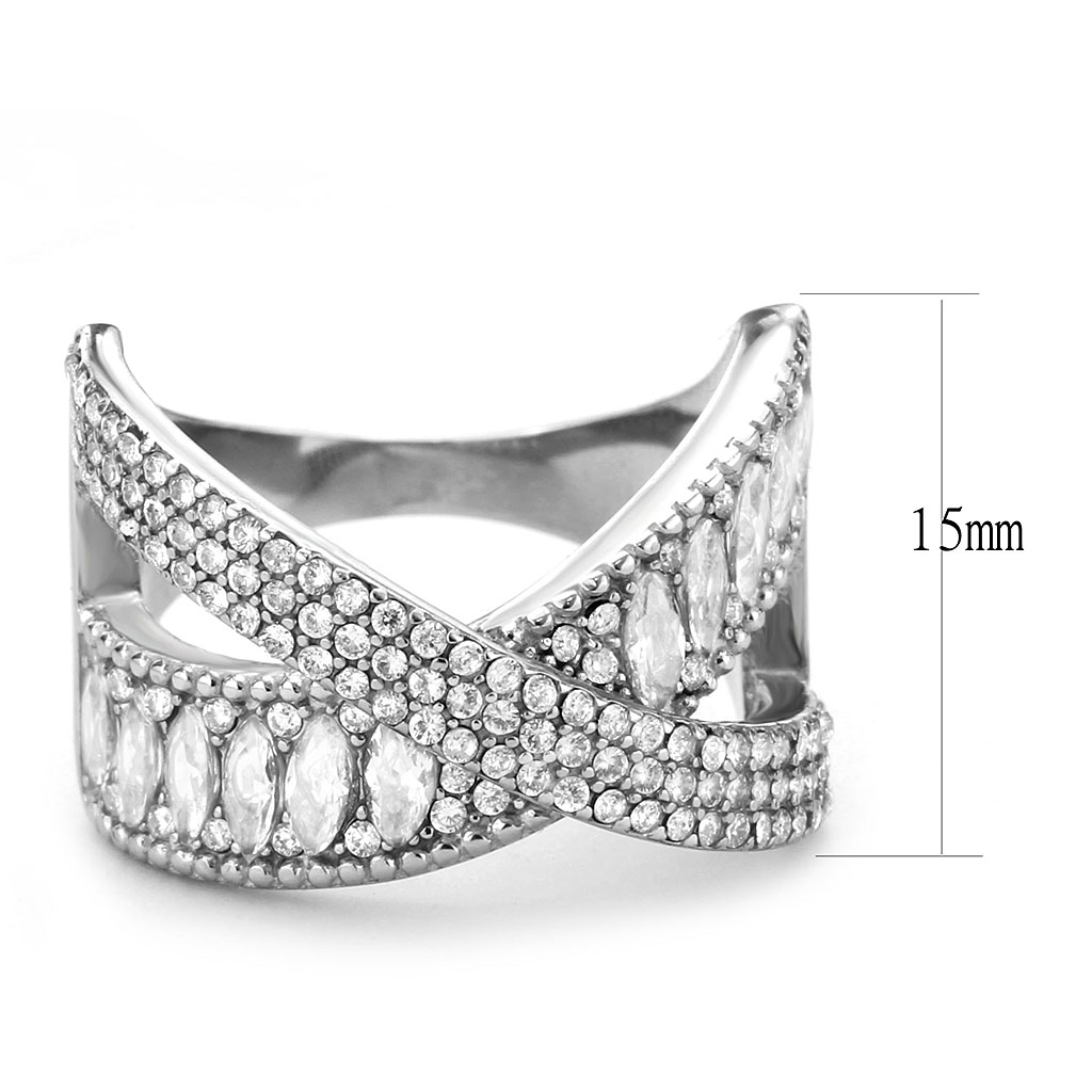 DA361 - Stainless Steel Ring High polished (no plating) Women AAA Grade CZ Clear