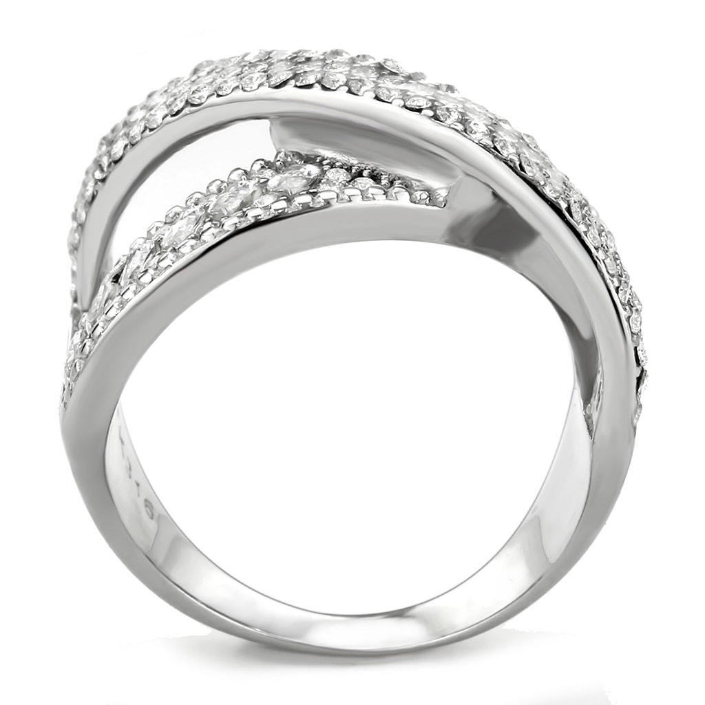 DA361 - Stainless Steel Ring High polished (no plating) Women AAA Grade CZ Clear