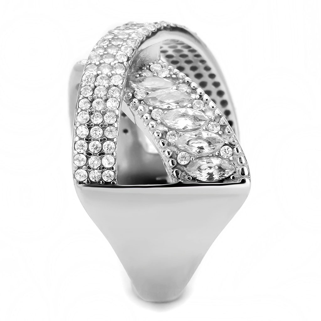 DA361 - Stainless Steel Ring High polished (no plating) Women AAA Grade CZ Clear