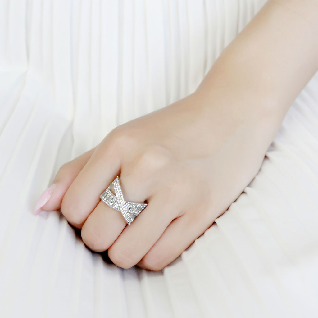 DA361 - Stainless Steel Ring High polished (no plating) Women AAA Grade CZ Clear