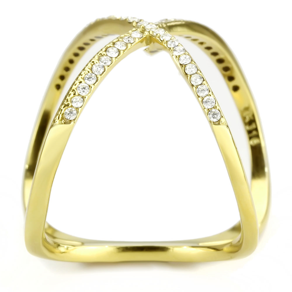 DA387 - Stainless Steel Ring IP Gold(Ion Plating) Women AAA Grade CZ Clear