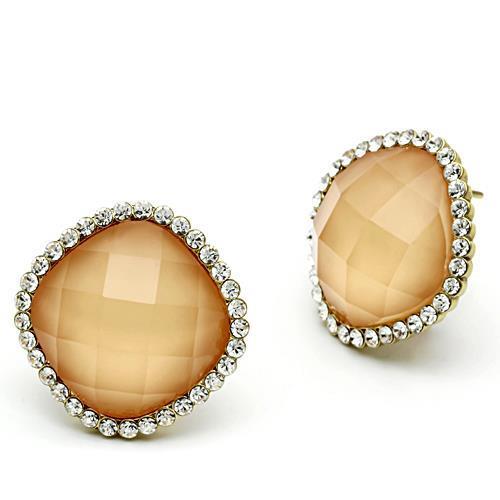 GL345 - Brass Earrings IP Gold(Ion Plating) Women Synthetic Orange