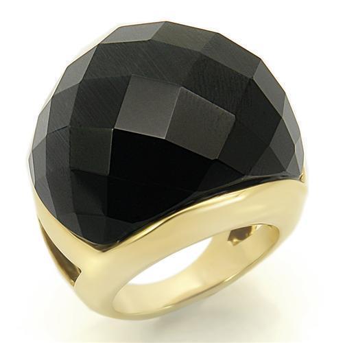 LO1041 - Brass Ring Gold Women Synthetic Jet