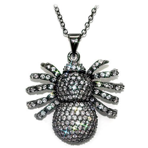 LO1578 - Brass Chain Pendant Ruthenium Women AAA Grade CZ Clear