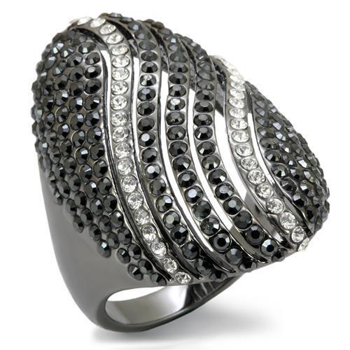 LO1674 - Brass Ring TIN Cobalt Black Women Top Grade Crystal Jet