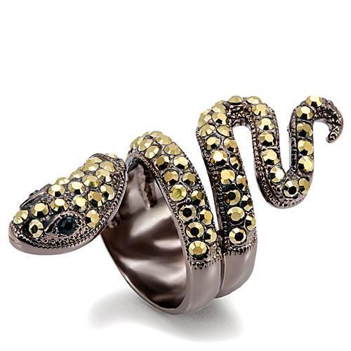 LO1683 - Brass Ring Chocolate Gold Women Top Grade Crystal Multi Color