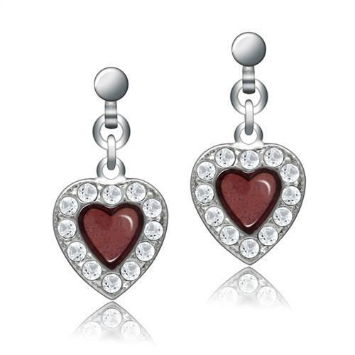 LO2000 - White Metal Earrings Rhodium Women Top Grade Crystal Clear